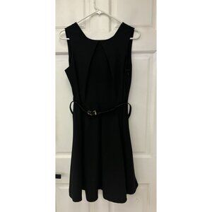 Patrizia Luca Milano Women's Black Sleeveless Dress With Belt Size M Fit Flare